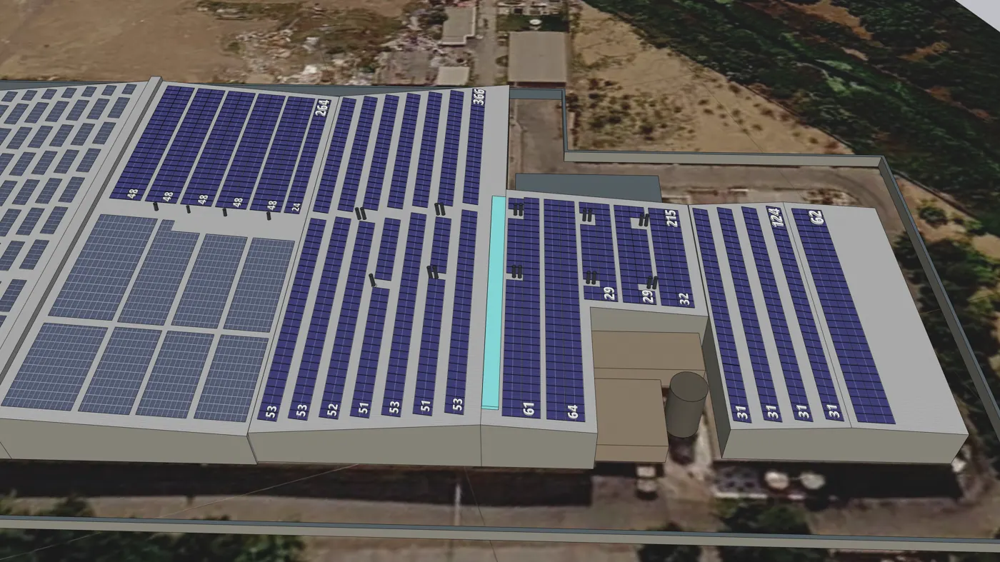 The plant on its real surroundings, Industrial rooftop, 700 kW